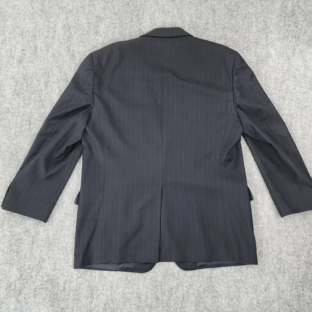 Brooks Brothers Blazer Mens 45 Reg Black Pinstripe Wool Cashmere Italy Sport